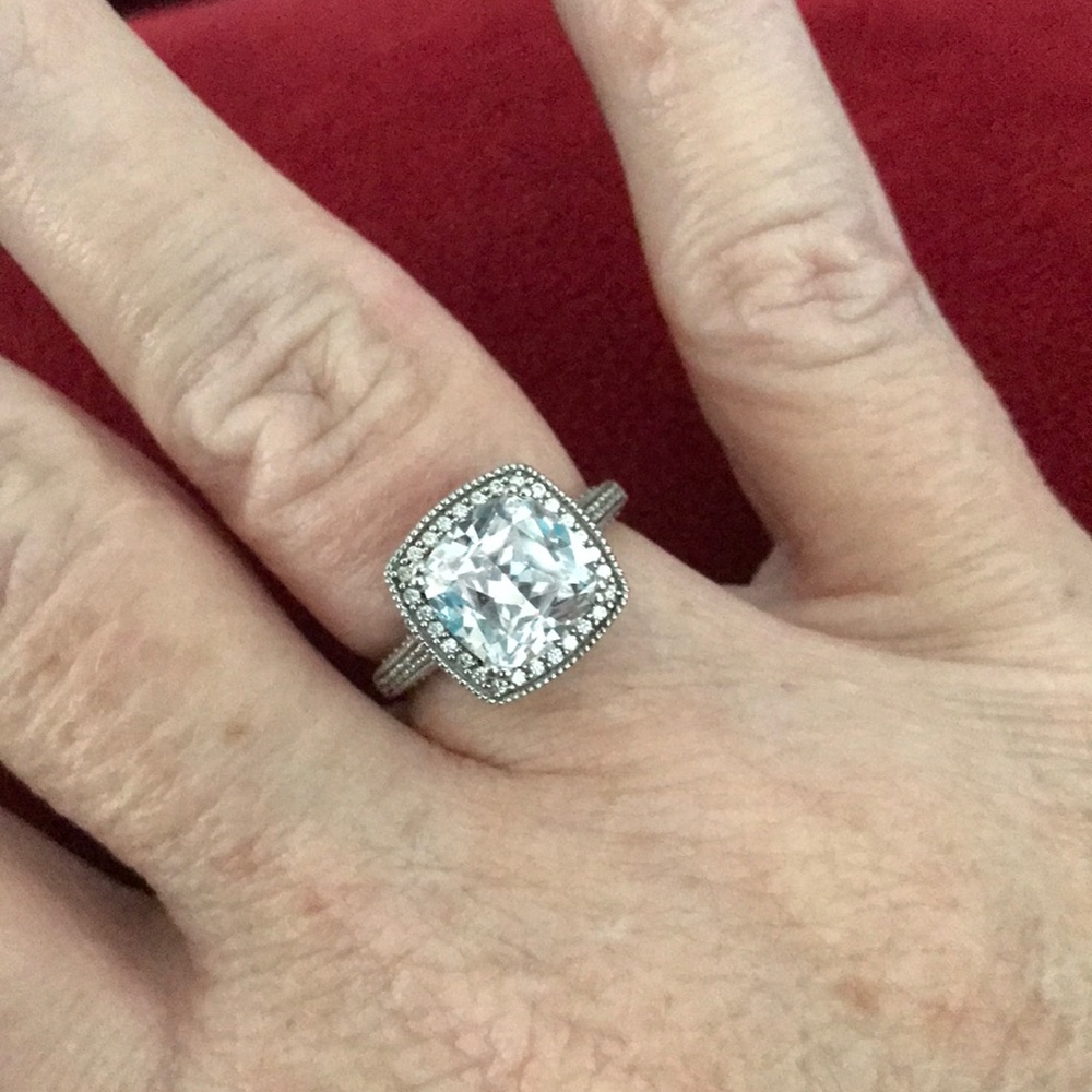 Sterling Silver Swarovski CZ Engagement Ring SZ 7